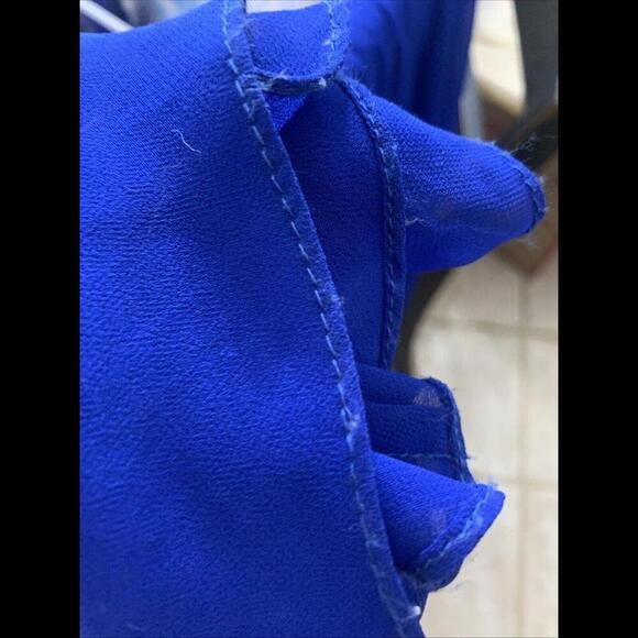 VTG Y2K blue Prom Gown dress rainbow rhinestones women juniors sz 9 fairy halter - Picture 13 of 15